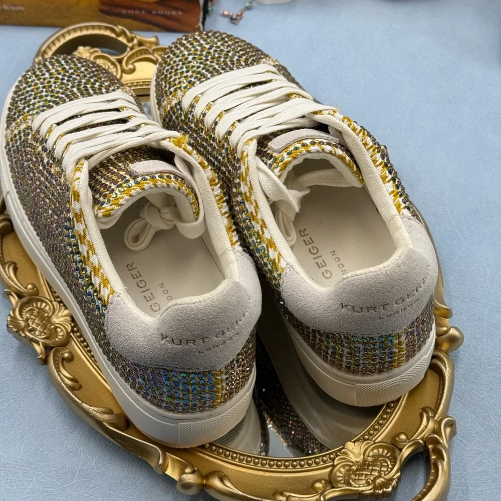 🆕 KURT GEIGER LONDON 🧿 NWOB Laney Rainbow Crystal Platform Sneaker Sz 38 US7.5 - Picture 9 of 13